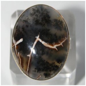 Кольцо True Stones, мельхиор, агат, размер 17, серый, коричневый