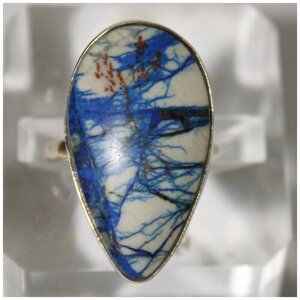 Кольцо True Stones, мельхиор, азурит, размер 18, синий, белый
