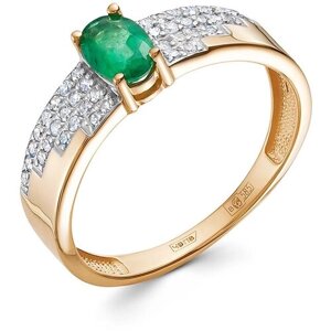 Кольцо Vesna jewelry красное золото, 585 проба, бриллиант, изумруд, размер 17