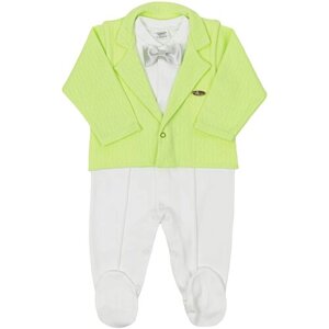 Комбинезон Clariss для мальчиков, хлопок 100%на кнопках, без карманов, закрытая стопа, размер 22 (68-74), зеленый