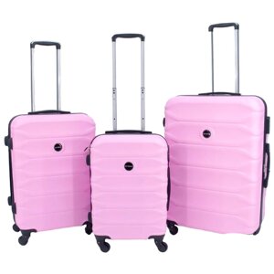 Комплект чемоданов Bags-art, 3 шт., поликарбонат, ABS-пластик, водонепроницаемый, жесткое дно, 91 л, размер L, розовый