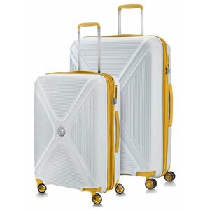 Комплект чемоданов L'case, 2 шт., пластик, 119 л, размер M/L, белый