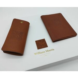 Комплект для автодокументов William Morris, натуральная кожа, коричневый