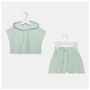 Комплект для девочки (топ, шорты) MINAKU: Casual Collection цвет оливковый, рост 110 7696067