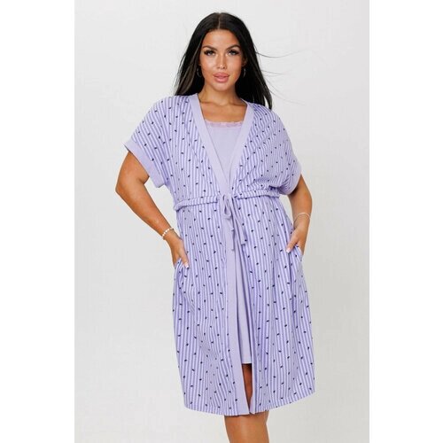 Комплект для кормления Modellini, халат, сорочка, короткий рукав, размер 46, фиолетовый