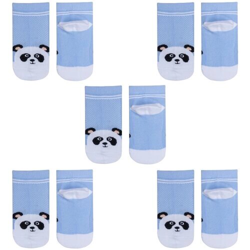 Комплект из 5 пар детских носков Гамма рис. панда, светло-голубые, размер 14-16