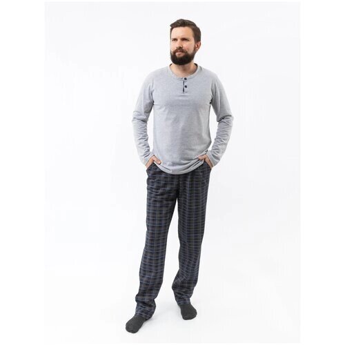 Комплект Монотекс, джемпер, брюки, застежка пуговицы, карманы, размер 58, серый