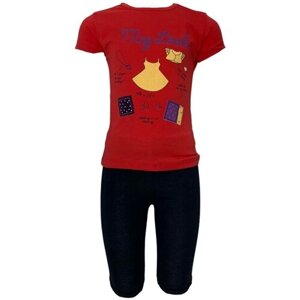 Комплект одежды Aybeyce для девочек, футболка и легинсы, повседневный стиль, размер 86, красный