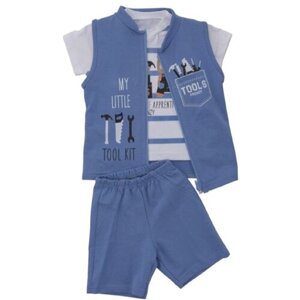 Комплект одежды Babylon fashion для мальчиков, брюки и кофта, повседневный стиль, размер 92, голубой