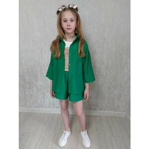 Комплект одежды Belle Ame, рубашка и шорты, повседневный стиль, размер 36, зеленый