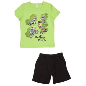 Комплект одежды Белый Слон для мальчиков, шорты и футболка, спортивный стиль, пояс на резинке, размер 92, зеленый