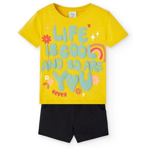 Комплект одежды Boboli, футболка и шорты, повседневный стиль, размер 122, желтый, черный