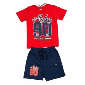 Комплект одежды Bobonchik kids, футболка и шорты, повседневный стиль, размер 110, красный