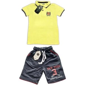 Комплект одежды Bobonchik kids, футболка и шорты, размер 128, желтый