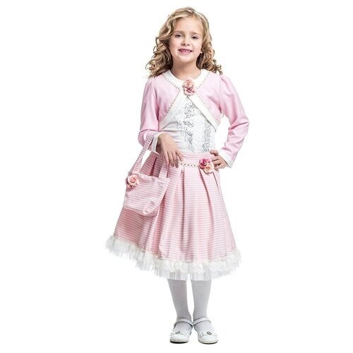 Комплект одежды Cascatto, болеро и юбка, нарядный стиль, размер 122, розовый