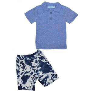 Комплект одежды Chadolls для мальчиков, рубашка и шорты, повседневный стиль, карманы, пояс на резинке, размер 92, белый, синий