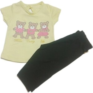 Комплект одежды для девочек, туника и легинсы, повседневный стиль, размер 12, черный, желтый
