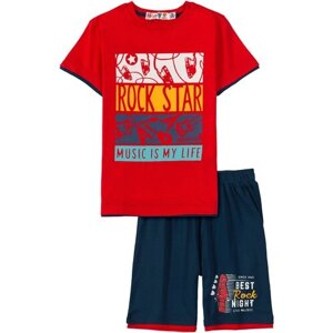 Комплект одежды Happy kids, футболка и шорты, повседневный стиль, размер 86-92, красный