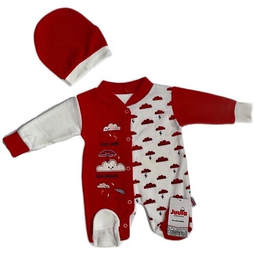 Комплект одежды JuuTa детский, шапка, повседневный стиль, размер 68, белый, красный