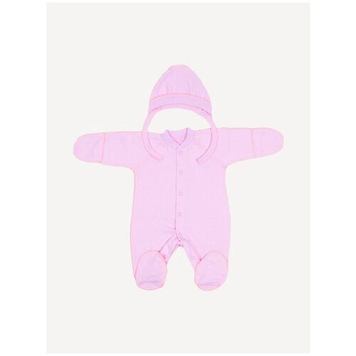 Комплект одежды Клякса детский, чепчик и комбинезон, повседневный стиль, размер 56, розовый