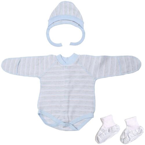 Комплект одежды Клякса детский, пинетки и чепчик, размер 62, голубой