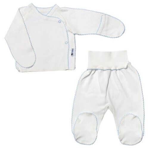Комплект одежды Клякса детский, ползунки и распашонка, повседневный стиль, пояс на резинке, размер 20-62, белый, голубой