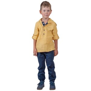 Комплект одежды Lemon для мальчиков, рубашка и брюки, повседневный стиль, карманы, манжеты, размер 92-98, желтый