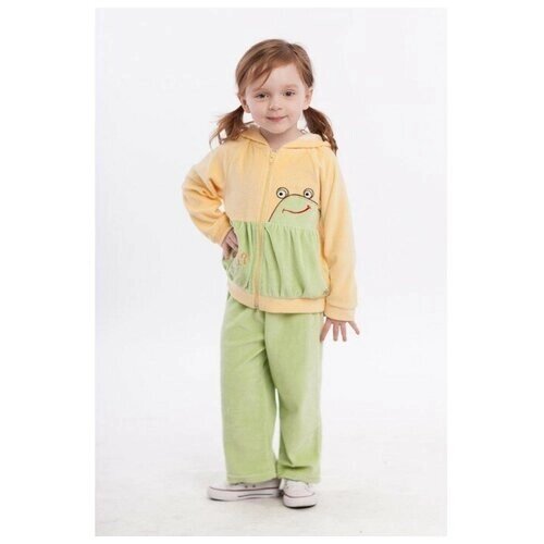 Комплект одежды LP Collection детский, брюки и джемпер, повседневный стиль, капюшон, карманы, размер 48, зеленый, желтый