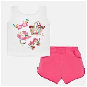 Комплект одежды Mayoral для девочек, футболка и шорты, повседневный стиль, размер 2, розовый