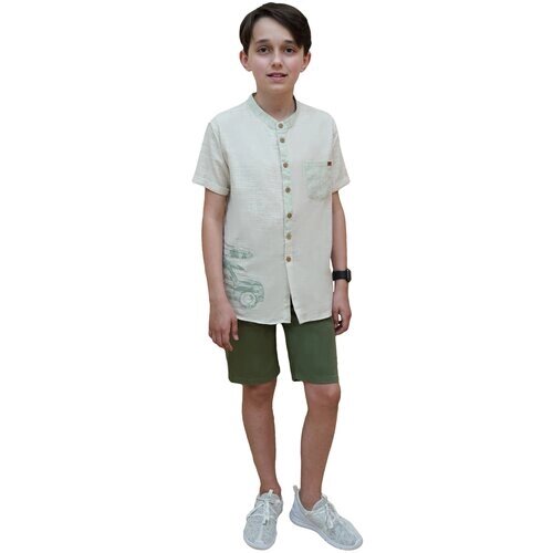 Комплект одежды MIDIMOD GOLD, рубашка и шорты, повседневный стиль, размер 104-110, зеленый