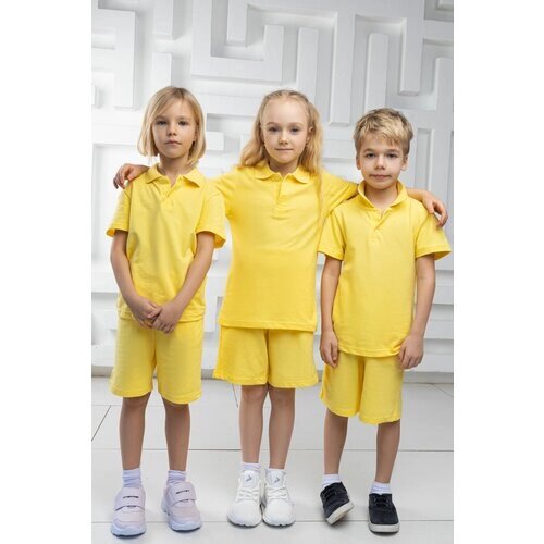 Комплект одежды Miko Yumi, футболка и шорты, повседневный стиль, размер 128, желтый