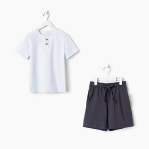 Комплект одежды Minaku, футболка и шорты, повседневный стиль, размер 98, серый, белый