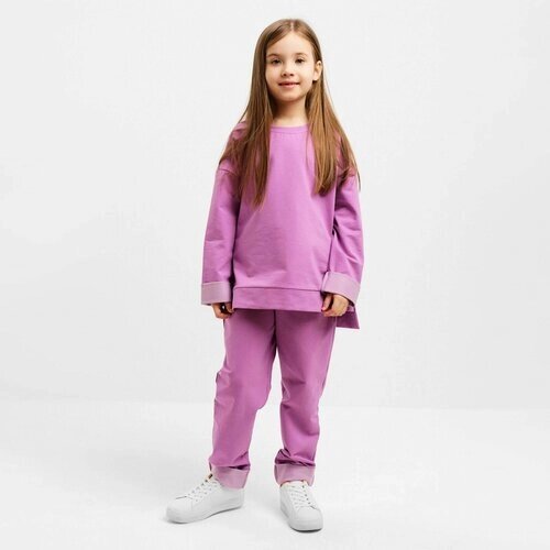 Комплект одежды Minaku, свитшот и брюки, повседневный стиль, размер 116, фиолетовый