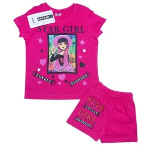 Комплект одежды MUXSI для девочек, шорты и футболка, повседневный стиль, размер 26, красный