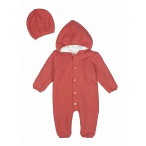 Комплект одежды Наследникъ Выжанова детский, комбинезон и шапка, повседневный стиль, без карманов, капюшон, манжеты, размер 62, красный
