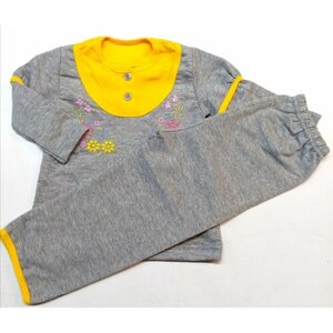 Комплект одежды ПАПА МАМА для девочек, джемпер и брюки, повседневный стиль, трикотажный, размер 24/74-80, серый