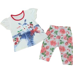 Комплект одежды PEPELINO для девочек, брюки и футболка, повседневный стиль, размер 80, белый, красный