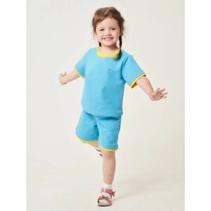 Комплект одежды Промдизайн, футболка и шорты, повседневный стиль, размер 116/122, голубой