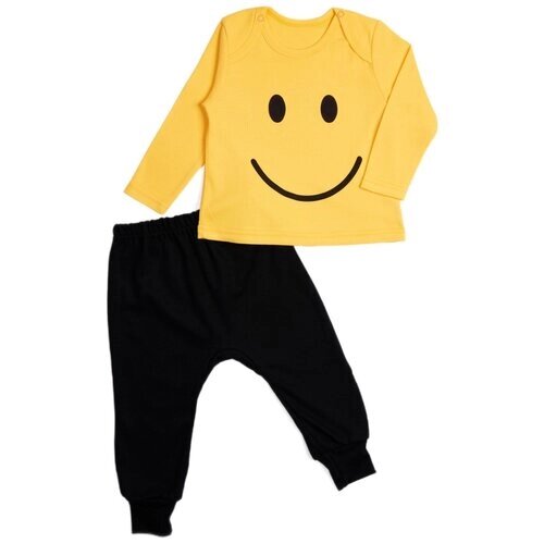 Комплект одежды Совенок Дона детский, брюки и кофта, повседневный стиль, пояс на резинке, размер 44-68, желтый