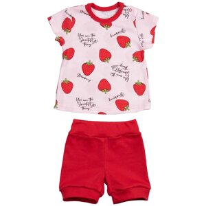 Комплект одежды Совенок Дона детский, футболка и шорты, пояс на резинке, размер 48-74, красный