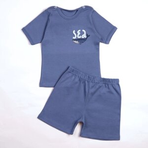 Комплект одежды Совенок Дона детский, шорты и футболка, размер 56-86, синий