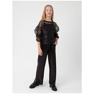 Комплект одежды , топ и брюки, нарядный стиль, размер 140, черный