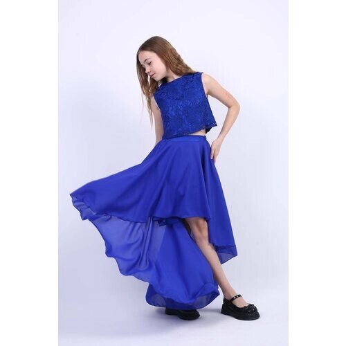 Комплект одежды , топ и юбка, нарядный стиль, размер 44, синий