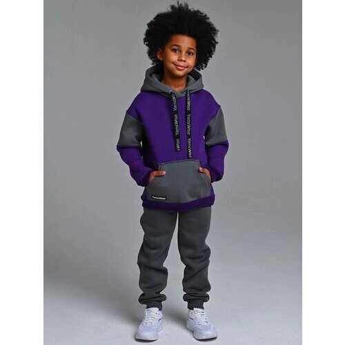 Комплект одежды Yamiwoo, худи и брюки, спортивный стиль, размер 122, фиолетовый
