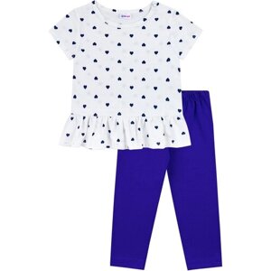 Комплект одежды YOULALA для девочек, блуза и бриджи, повседневный стиль, размер 80, белый, синий