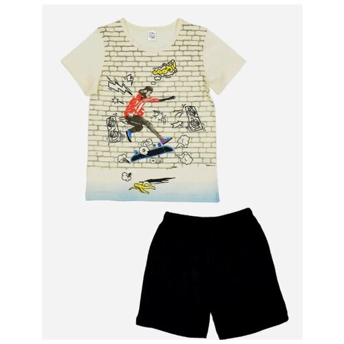 Комплект шорты и футболка трикотажный для мальчика для спорта, для активного отдыха / Белый слон 5224 р. 134