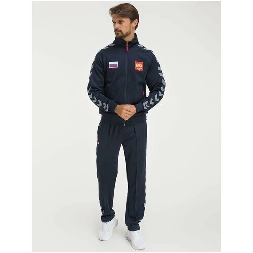Костюм Фокс Спорт, олимпийка и брюки, прямой силуэт, карманы, размер 4XL, синий