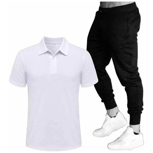 Костюм , футболка и брюки, повседневный стиль, размер 50, белый
