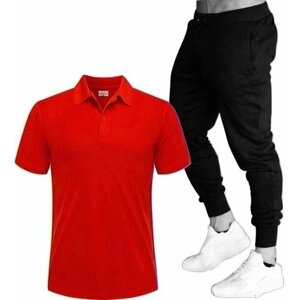Костюм , футболка и брюки, повседневный стиль, размер 56, красный