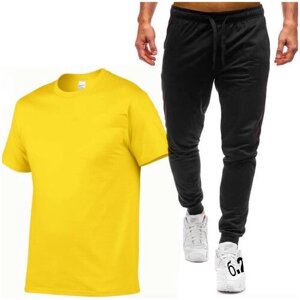 Костюм , футболка и брюки, размер 56, желтый